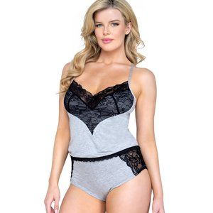 Jersey Knit Sweetheart Lace Cami - Sexy Pajama Cami Set - Ladies Lingerie
